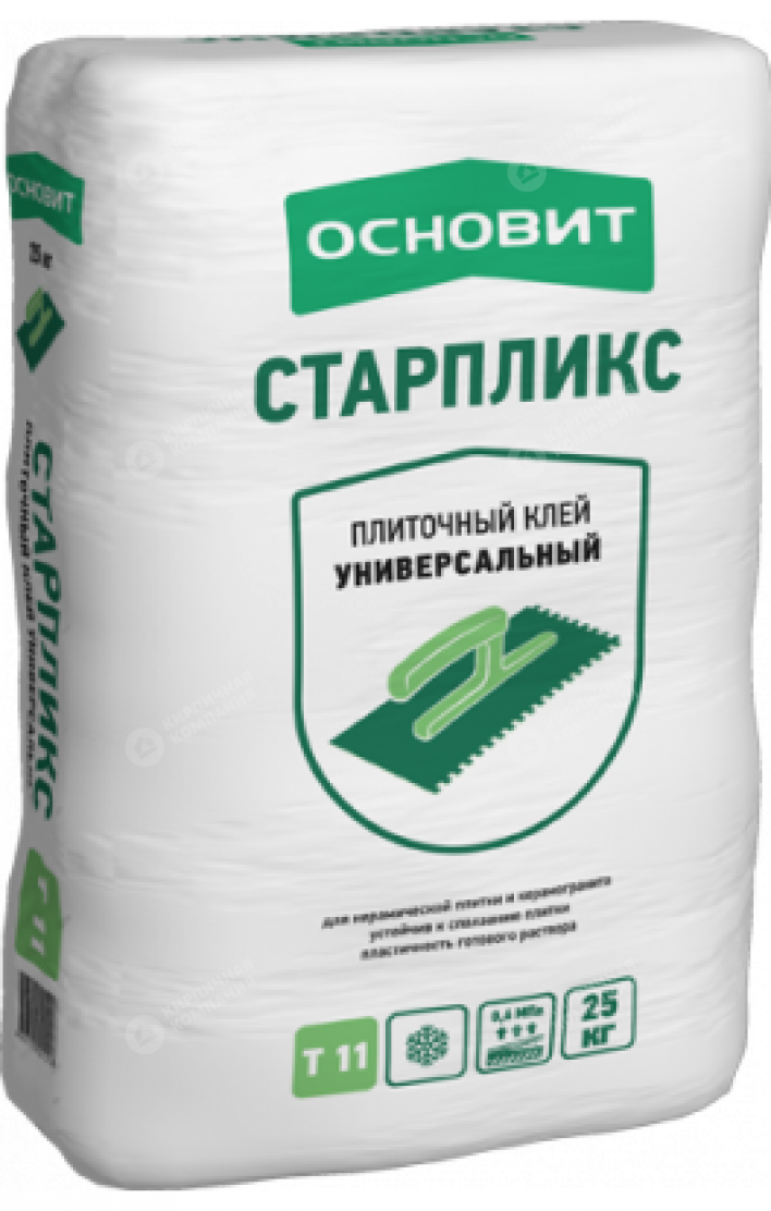 ОСНОВИТ СТАРПЛИКС Т-11 КЛЕЙ УНИВЕРСАЛЬНЫЙ ДЛЯ ПЛИТКИ И КЕРАМОГРАНИТА НА ПОЛ И СТЕНЫ - 25 кг